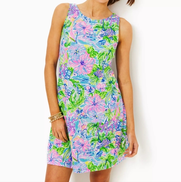 NWOT Lilly Pulitzer Womens XXS Kristen Swing Aloha Loves Hawaii Pink Green Dress - Picture 1 of 8